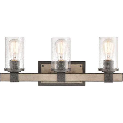 Annenberg 3 Light 22 inch Anvil Iron with Distressed Antiqued Gray Vanity Light Wall Light