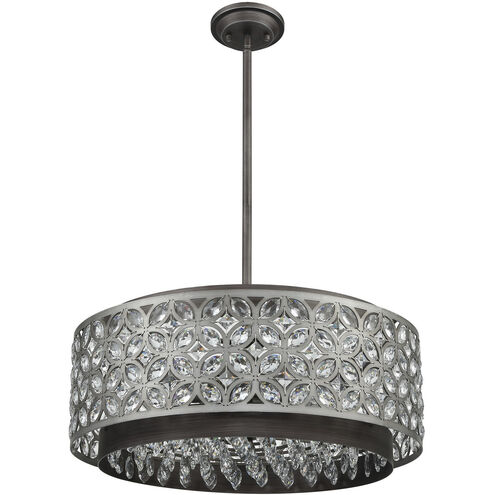 Rosslyn 6 Light 22 inch Weathered Zinc with Matte Silver Chandelier Ceiling Light