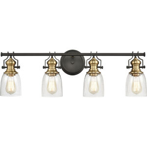 Chadwick 4 Light 32 inch Oil Rubbed Bronze with Satin Brass Vanity Light Wall Light