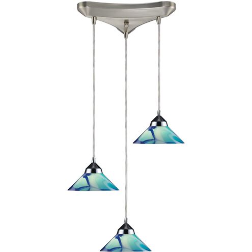 Refraction LED 10 inch Polished Chrome Mini Pendant Ceiling Light in Carribean