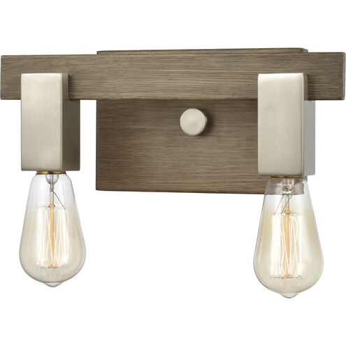 Axis 2 Light 13 inch Satin Nickel with Light Wood Vanity Light Wall Light