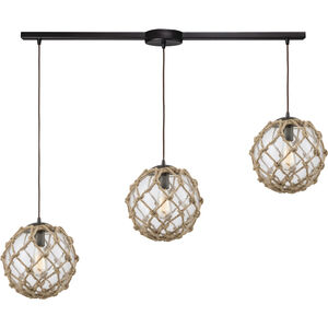Coastal Inlet 3 Light 38 inch Oil Rubbed Bronze Multi Pendant Ceiling Light in Linear with Recessed Adapter, Configurable