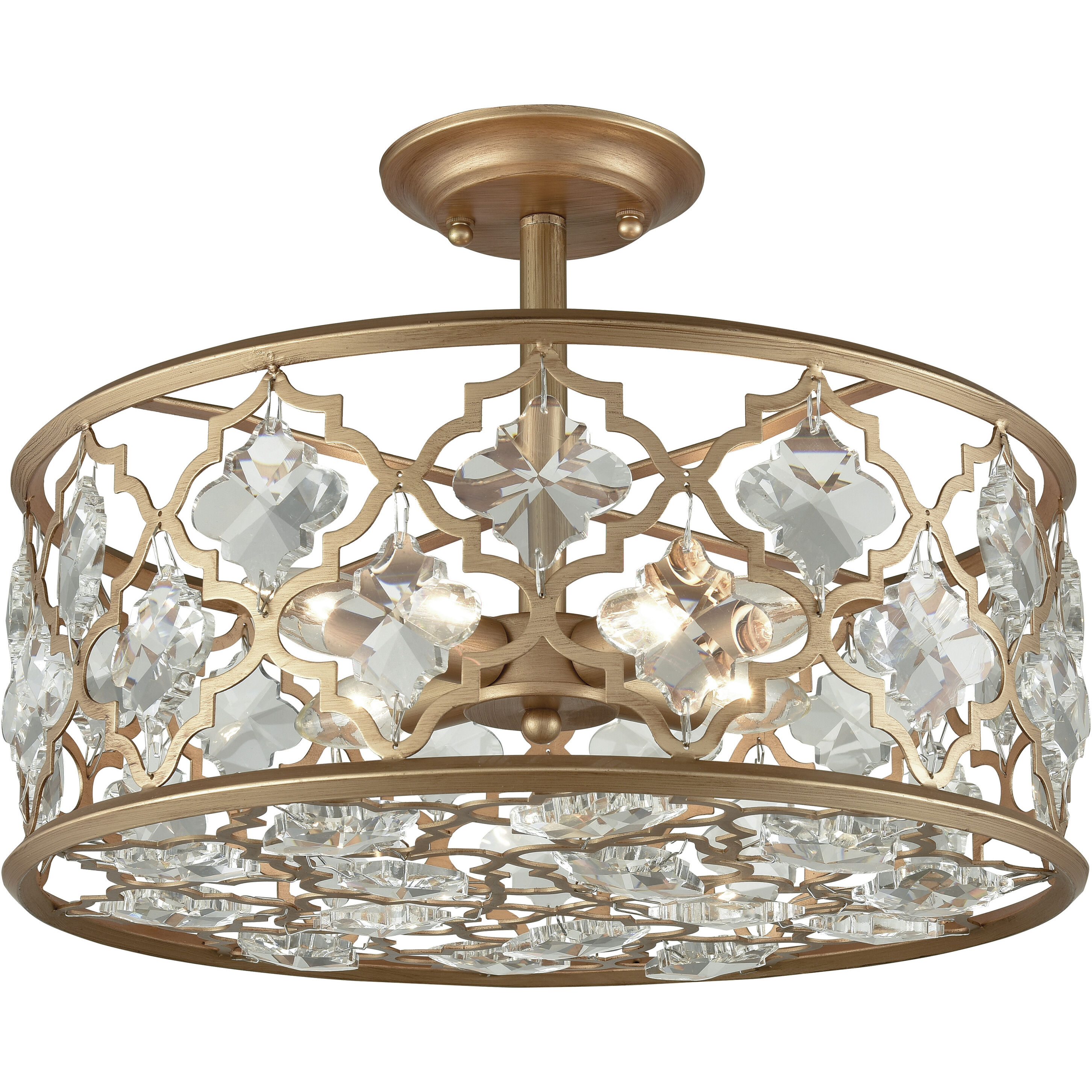 Gold semi flush mount chandelier top