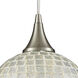 Fusion 1 Light 8 inch Satin Nickel Mini Pendant Ceiling Light in Silver Mosaic Glass