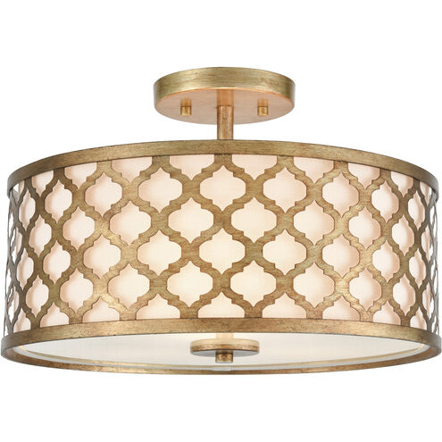 Arabesque 3 Light 16 inch Bronzed Gold Semi Flush Mount Ceiling Light