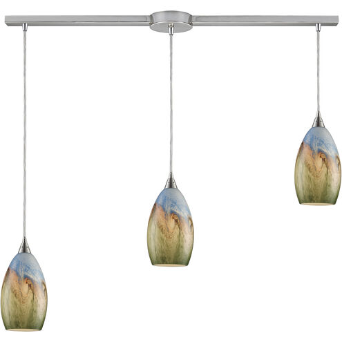 Geologic 3 Light 36 inch Satin Nickel Multi Pendant Ceiling Light in Incandescent, Linear with Recessed Adapter, Configurable