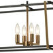 Bridgette 8 Light 36 inch Matte Black with Satin Brass Linear Chandelier Ceiling Light
