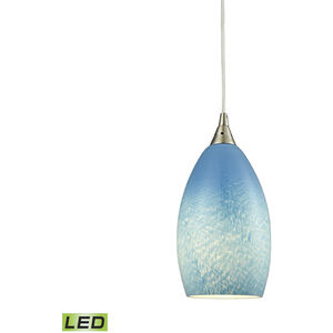 Earth LED 5 inch Satin Nickel Multi Pendant Ceiling Light in Whispy Cloud Sky Blue, Standard, 1, Configurable