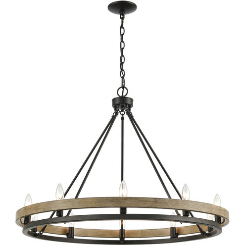 Ramsey 10 Light 34 inch Matte Black with Aspen Chandelier Ceiling Light