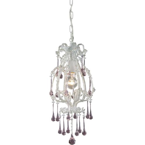 Opulence 1 Light 8 inch Antique White Mini Pendant Ceiling Light in Rose Crystal