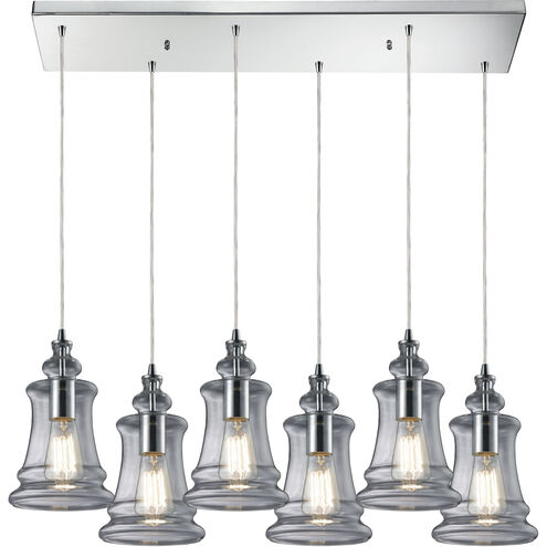 Menlow Park 6 Light 9 inch Polished Chrome Multi Pendant Ceiling Light in Rectangular Canopy, Rectangular