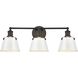 Holgate 3 Light 24 inch Charcoal with Enamel White Vanity Light Wall Light