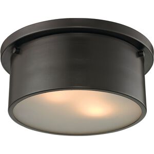 Simpson 2 Light 10 inch Oil Rubbed Bronze Flush Mount Ceiling Light
