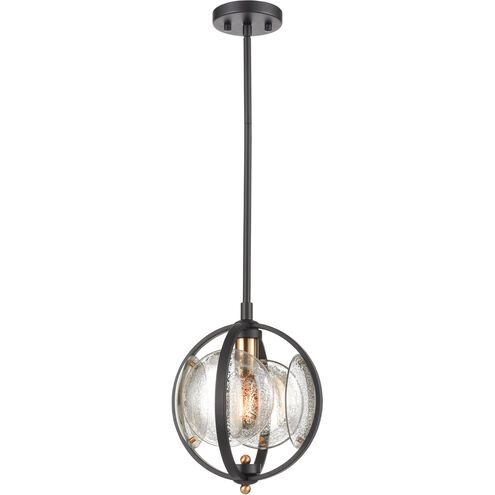 Oriah 1 Light 10 inch Matte Black with Satin Brass Mini Pendant Ceiling Light