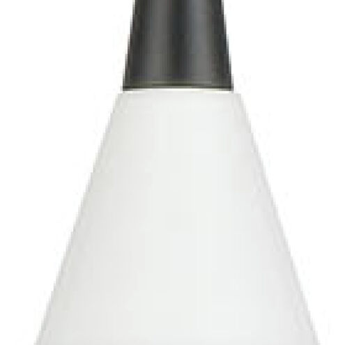 Mid-Century Schoolhouse 1 Light 8 inch Enamel White with Matte Black Mini Pendant Ceiling Light