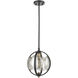 Oriah 1 Light 10 inch Matte Black with Satin Brass Mini Pendant Ceiling Light