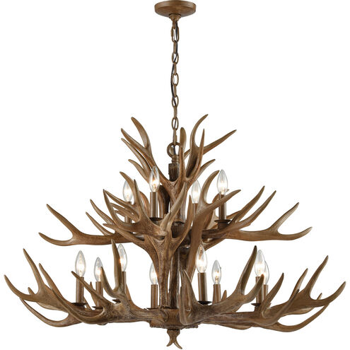 Elk 12 Light 39 inch Wood Tone Chandelier Ceiling Light