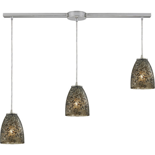 Fissure 3 Light 36 inch Satin Nickel Multi Pendant Ceiling Light in Linear with Recessed Adapter, Configurable