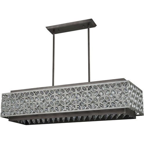 Rosslyn 8 Light 40 inch Weathered Zinc with Matte Silver Linear Chandelier Ceiling Light