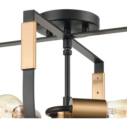 Heathrow 3 Light 14 inch Matte Black with Satin Brass Semi Flush Mount Ceiling Light