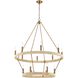 Abaca 14 Light 36 inch Satin Brass with Natural Abaca Chandelier Ceiling Light