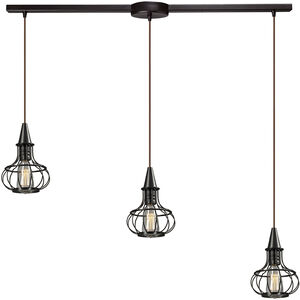 Yardley 3 Light 5 inch Oil Rubbed Bronze Mini Pendant Ceiling Light in Linear with Recessed Adapter, Linear
