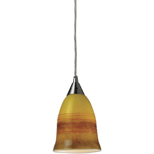 Horizon 1 Light 5 inch Satin Nickel with Yellow and Brown Mini Pendant Ceiling Light in Earth
