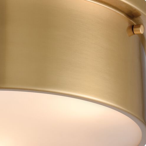 Simpson 3 Light 14 inch Satin Brass Flush Mount Ceiling Light