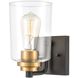 Robins 1 Light 7 inch Matte Black with Brushed Brass Vanity Light Wall Light