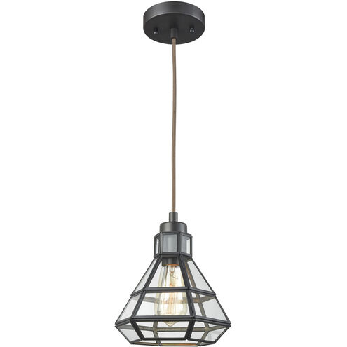 Window Pane 1 Light 8 inch Oil Rubbed Bronze with Clear Mini Pendant Ceiling Light