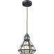Window Pane 1 Light 8 inch Oil Rubbed Bronze Mini Pendant Ceiling Light in Recessed Adapter Kit