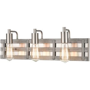 Brigantine 3 Light 23 inch Satin Nickel with Weathered Driftwood Vanity Light Wall Light