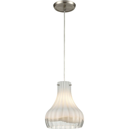 Coastal Scallop 1 Light 8 inch Satin Nickel Mini Pendant Ceiling Light