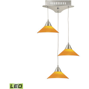 Cono LED 12 inch Satin Nickel Mini Pendant Ceiling Light in Yellow