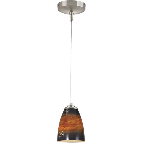 Low Voltage 1 Light 5 inch Brushed Nickel with Brown and Yellow Mini Pendant Ceiling Light in Umber Sunrise, MR16
