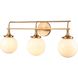 Beverly Hills 3 Light 28 inch Satin Brass Vanity Light Wall Light