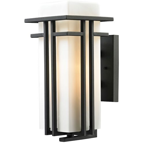 Croftwell 1 Light 15 inch Textured Matte Black Outdoor Wall Sconce in Incandescent