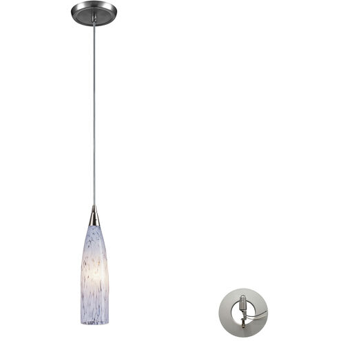 Lungo 1 Light 3 inch Satin Nickel Mini Pendant Ceiling Light in Snow White Glass