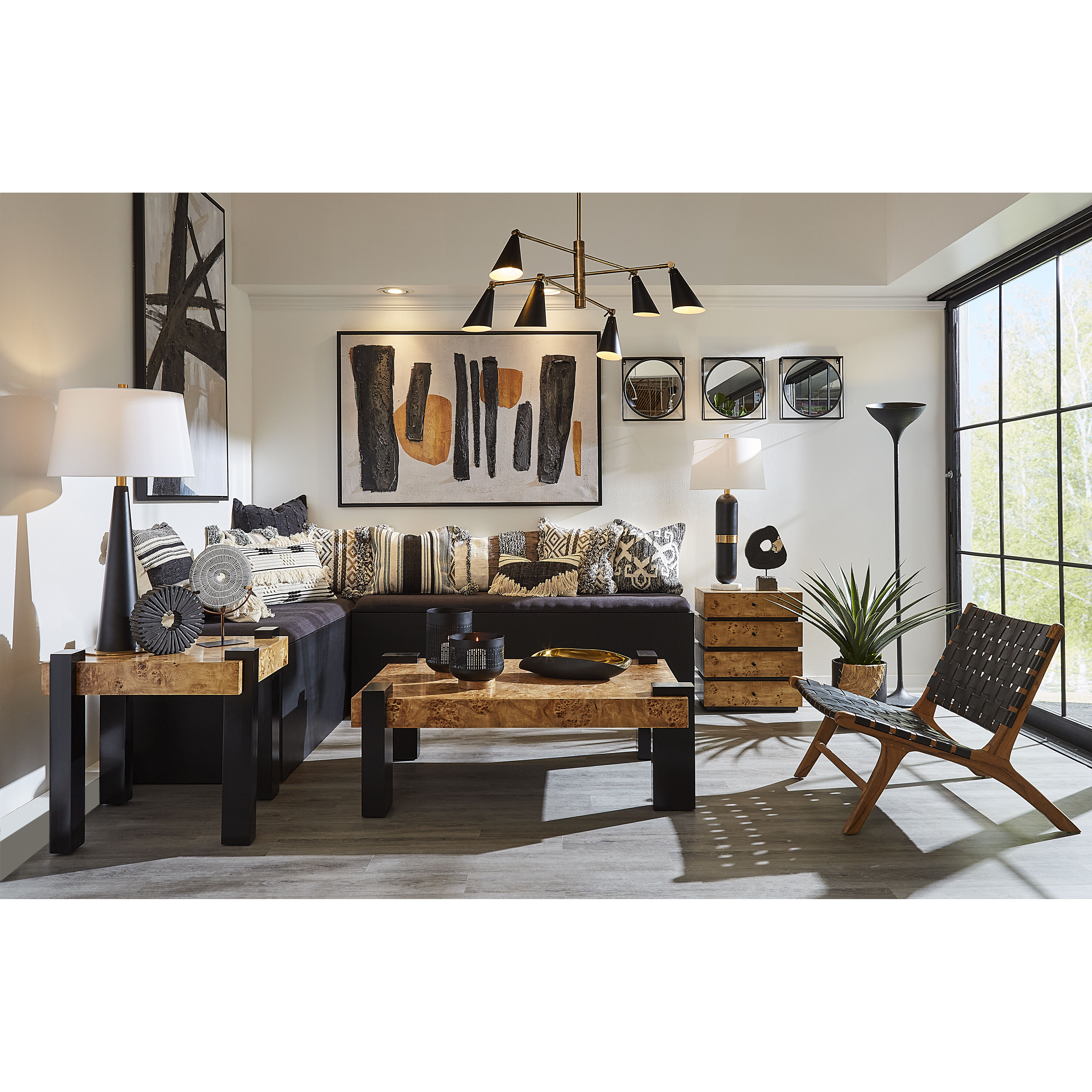 ELK 89217/6 Luca 6 Light 36 inch Natural with Matte Black