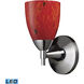 Celina LED 6 inch Polished Chrome Sconce Wall Light in Fire Red