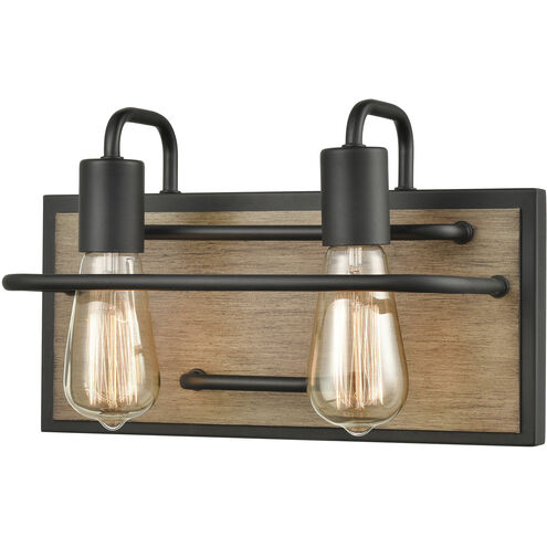 Copley 2 Light 13 inch Matte Black with Aspen Vanity Light Wall Light