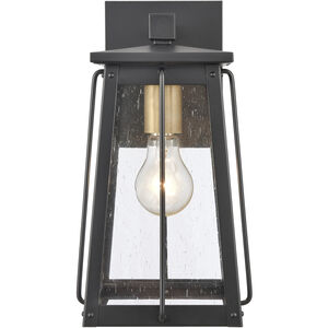 Kirkdale 1 Light 13 inch Matte Black with Natural Brass Outdoor Sconce