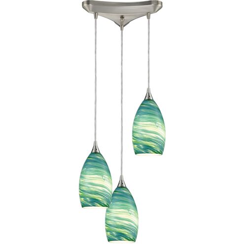 Collanino 3 Light 12 inch Satin Nickel Mini Pendant Ceiling Light