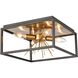 Spark 4 Light 12 inch Matte Black with Burnished Brass Flush Mount Ceiling Light