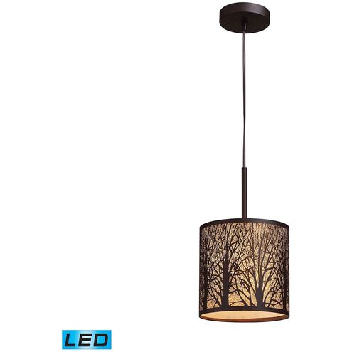 Woodland Sunrise LED 8 inch Aged Bronze Mini Pendant Ceiling Light