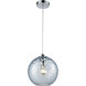 Watersphere 1 Light 10 inch Polished Chrome Multi Pendant Ceiling Light in Hammered Aqua Glass, Configurable