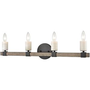 Stone Manor 4 Light 30 inch Matte Black with Aspen Vanity Light Wall Light