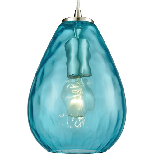 Lagoon 1 Light 6 inch Satin Nickel with Aqua Mini Pendant Ceiling Light