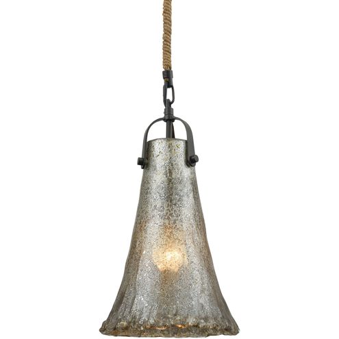 Hand Formed Glass 1 Light 8 inch Oil Rubbed Bronze Mini Pendant Ceiling Light