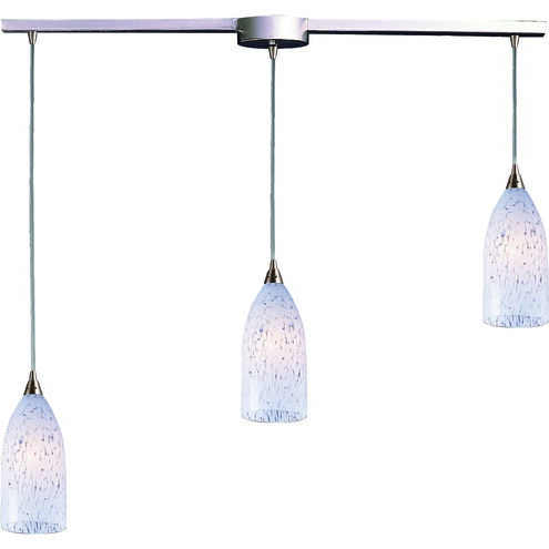 Verona 3 Light 36 inch Satin Nickel Mini Pendant Ceiling Light in Snow White Glass